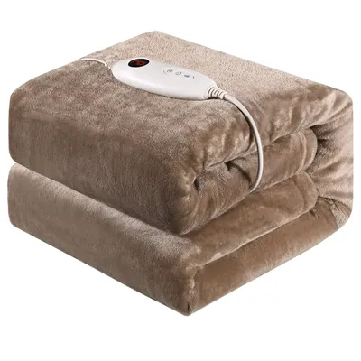 Zdjęcie produktu dla Koc elektryczny 180x130 cm - Brązowy - 1 osoba - Flanela - 6 ustawień ciepła - Można prać
