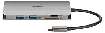 Zdjęcie produktu dla D-Link DUB-M810, Przewodowa, USB 3.2 Gen 1 (3.1 Gen 1) Type-C, 100 W, IEEE 802.3, IEEE 802.3ab, IEEE 802.3u, IEEE 802.3x, Aluminium, MicroSD (TransFlash), SD, SDHC, SDXC
