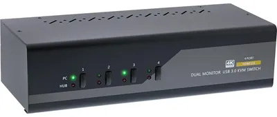 Produktbild von 62654I KVM-Desktop-Switch, 4-fach, Dual-Monitor, HDMI, 4K, USB 3.0, Audio