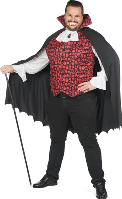 Produktbild von Vampirkostüm für Herren Plus Size 2-teilig schwarz-rot-weiß - XXL