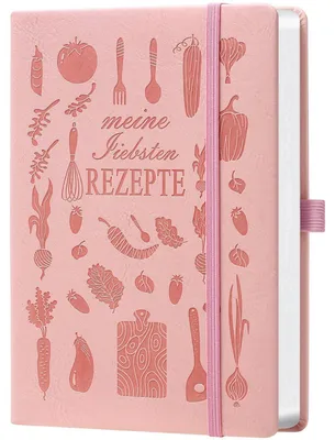 Produktbild von Rezeptbuch A5 zum Selberschreiben Rosa 21 x 14,5 cm 128 Seiten 120g Papier Kunstleder