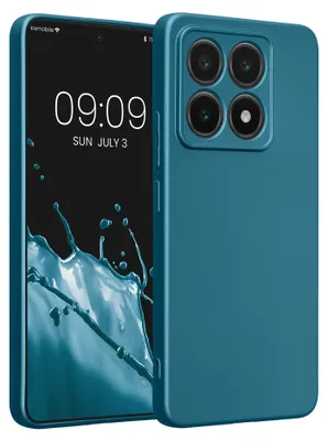 Produktbild von kwmobile Handyhülle für Xiaomi 14T Hülle - weiche Silikon Case metallisch schimmernd - Schutzhülle Cover - Metallic Karibikblau