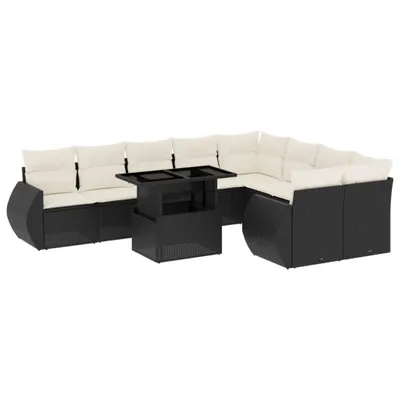 Produktbild von vidaXL 10-tlg. Garten-Sofagarnitur mit Kissen Schwarz Poly Rattan
