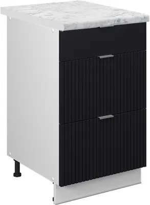Produktbild von Küchenunterschrank Vicco Fame-Line Schwarz gestreift 50 cm , AP Marmor, Model 50988