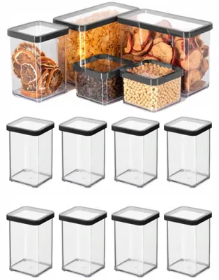 Produktbild von Vorratsdosen Set Rotho LoftC5 1L Schwarz 8 Stück Kunststoff