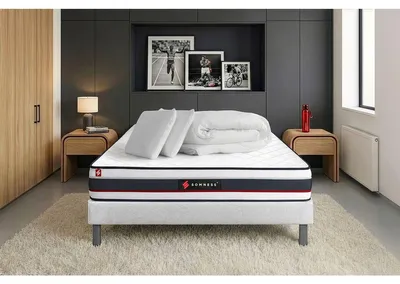 Productafbeelding van Volledige set: Bed - Matras 180x200 cm + Boxspringbed met lattenbodem (in de set) + 2 kussens + dekbed - Vorm