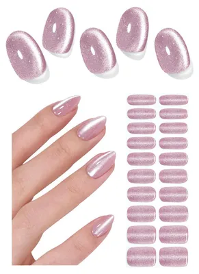 Produktbild von Nagelfolie Selbstklebend Rosa Katzenauge Gel 20 Stück mit Feile