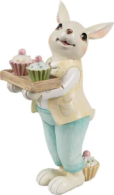 Immagine prodotto di Clayre & Eef Figura decorativa di coniglio 11x6x16 cm Plastica beige
