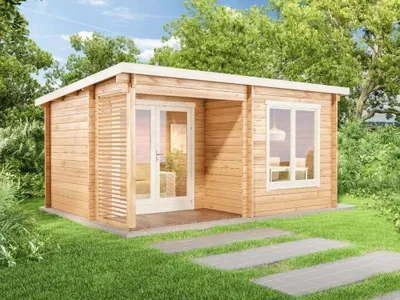 Produktbild von Alpholz Holz-Gartenhaus Orkus Petite 490x370cm Imprägniert 44mm Wandstärke