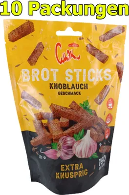 Produktbild von Dovgan Brot Sticks mit Knoblauchgeschmack 10er Pack (10 x 150g) Smak Croutons
