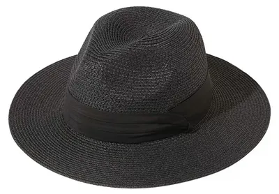 Produktbild von Panamahut für Damen und Herren, breitkrempiger Strohhut, Strandhut mit Schleifenverzierung, atmungsaktiv, elastisch, Sommerhut, Urlaubsaccessoire