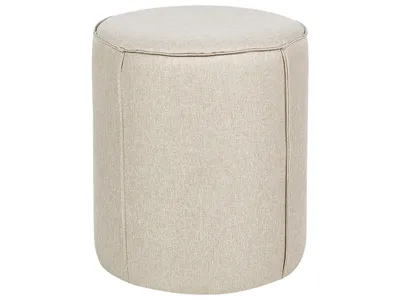 Produktbild von BELIANI Pouf Beige Stoffbezug Leinen Rund 40 x 40 x 43 cm Modern Wohnzimmer Schlafzimmer Ausstattung Deko Polsterhocker Sitzhocker Fußhocker