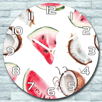 Produktbild von Wanduhr aus Glas Rund fi 30 Exotische Früchte Quarz Deko Schlafzimmer Büro