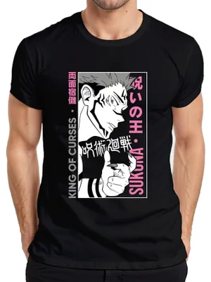 Productafbeelding van Jujutsu Kaisen SUKUNA, Koning van de Vloeken, Anime, Esthetisch T-shirt voor heren, zwart, maat XL
