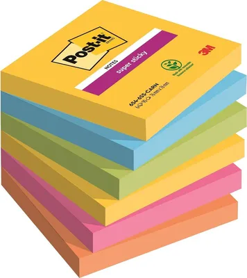 Produktbild von Haftnotiz Super Sticky Notes - 76 x 76 mm 6x 90 Blatt. Packung mit 12 Stück