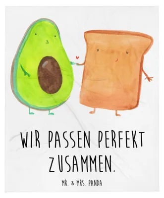 Produktbild von Mr. & Mrs. Panda Tagesdecke Avocado Toast - Weiß - Geschenk, Hochzeit, Bettdecke, Toastbrot, Gesund, Hochzeitsgeschenk, Sofaüberwurf, Kuscheldecke, Plaid, Decke