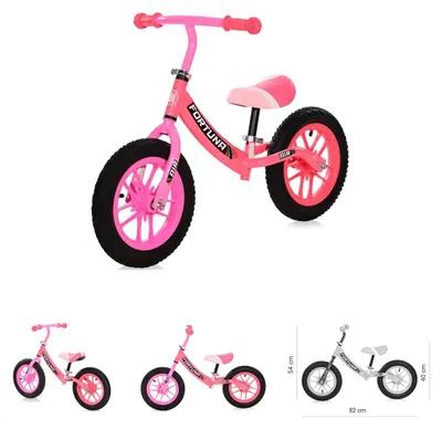 Immagine prodotto di Lorelli balance bike Fortuna 12 pollici ruote pneumatiche, cerchi luminosi, manubrio regolabile rosa