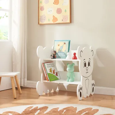 Immagine prodotto di Scaffale per bambini 'Tårnby' per bambini 60 x 56 x 56 cm a forma di orso Bianco