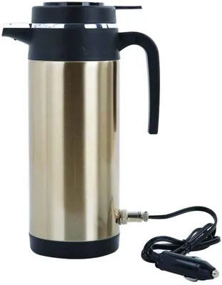 Obrázok produktu pre Elektrický kávovar a čajník - 1200 ml - Zlatá farba - Vhodný na cestovanie - Autokamper - Na prípravu kávy a čaju - 1200 ml - S možnosťou prípravy súčasne - 2 v 1 - Elektrický ohrievač