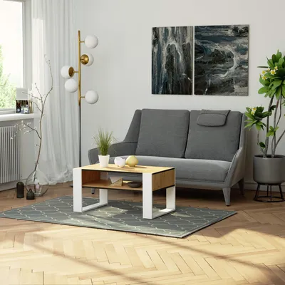 Produktbild von Funktionaler Couchtisch DOMI 92 cm mit Ablage im modernen Stil