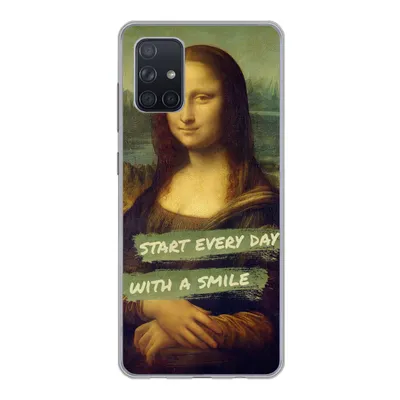 Produktbild von MuchoWow® Handyhülle Schutzhülle Hülle für Samsung Galaxy A51 Mona Lisa - Zitat - Da Vinci Silikon Softcase Handy Hülle - Schutzabdeckung