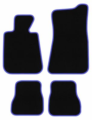 Image de Tapis de sol en moquette pour BMW 3 E30 1986-1993 (cabriolet) – jeu 4 pièces, noir/bleu, sur mesure – Wielganizator CARLUX