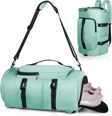 Image de Sac de sport de 30 litres, vert, avec compartiment à chaussures et compartiment pour les vêtements mouillés, idéal pour la gymnastique