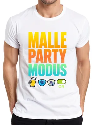 Productafbeelding van Feestmodus op Mallorca: Vakantie, drinken, bier, vrijgezellenfeest. Heren T-shirt, wit, maat 3XL
