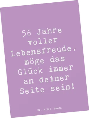 Produktbild von Mr. & Mrs. Panda Postkarte Spruch 56. Geburtstag - Lavendeltraum - Geschenk, Ansichtskarten, Fotokarte, Ansichtskarte, bildkarte, positive Gedanken, Jubilar, Dankbarkeit