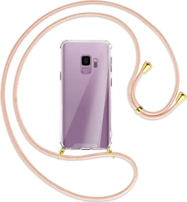 Produktbild von Handykette Backcover-Schutzhülle mit Band (Metall goldfarben) für Samsung Galaxy S9 - rose peach