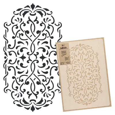 Produktbild von Große Malschablonen L 59x95 cm, Klassisch Barock Ornament Muster, Wiederverwendbare Kunststoff Wandschablone