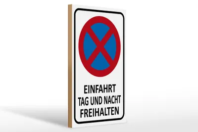 Produktbild von Holzschild Einfahrt Tag und Nacht freihalten, 30 x 20 cm, Holzschilder Achtung Widerrechtlich