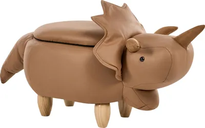 Zdjęcie produktu dla BELIANI Pufa dinozaur brązowa materiał ze schowkiem drewniane nóżki pokój dla dzieci