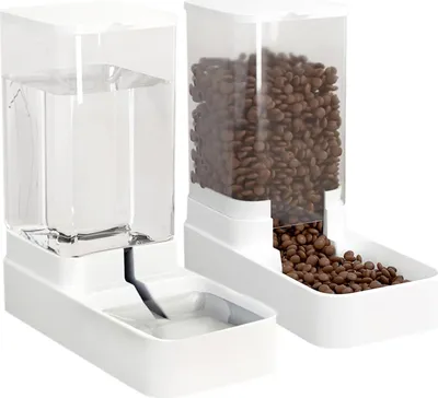 Produktbild von Automatischer Futter-/Wasserspender für Katzen/Hunde, Trockenfutter + Wasser, für kleine/große Tiere