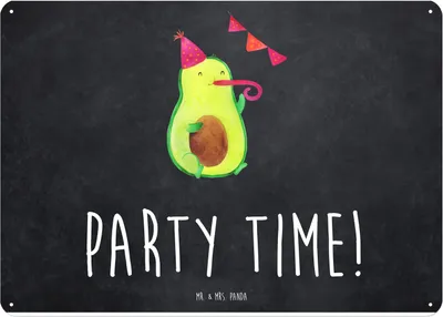 Produktbild von Mr. & Mrs. Panda Wandbild Avocado Party Zeit DIN A4 - Kreidetafel - Geschenk, Türschild, Happy Birthday, Glücklich, tafel, Blechschild, Schild, Genießen, Geburtstag