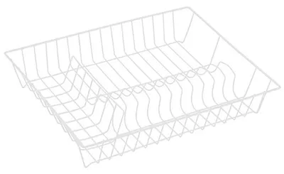 Zdjęcie produktu dla Kosz na naczynia MSV - druciany ociekacz - stojak na naczynia z białą plastikową pokrywą - kosz na naczynia 43 x 34 x 7,5 cm - ociekacz na talerze i sztućce - przybory kuchenne