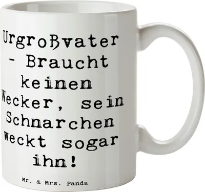 Produktbild von Mr. & Mrs. Panda Kaffeetasse Spruch Urgroßvater Schnarchen - Weiß - Geschenk, Trinkbecher, Tasse, Ahnen, kaffeebecher keramik, Erbe, Keramiktasse, Verwandte, Geburtstage