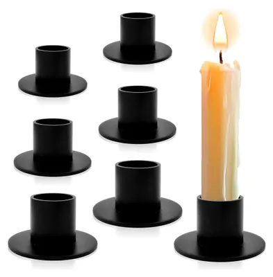 Produktbild von 6 Stück Kerzenhalter für Stabkerzen, Retro Kerzenhalter für Feierlichkeiten, Hochzeiten, Jubiläen sowie Wohn- und Schlafzimmerdekoration (Schwarz)