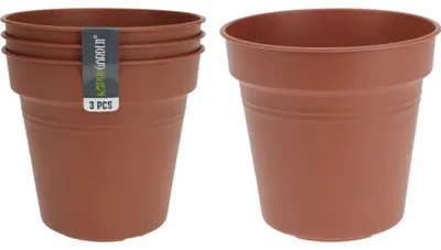 Produktbild von Blumentopf / Blumenkübel 13x14cm Kunststoff 3er Set Braun