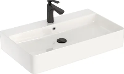 Produktbild von CASAMO Waschbecken Keramik Hängewaschbecken Waschtisch Gebogenes Design 71 x 42 cm Weiß Hochglanz