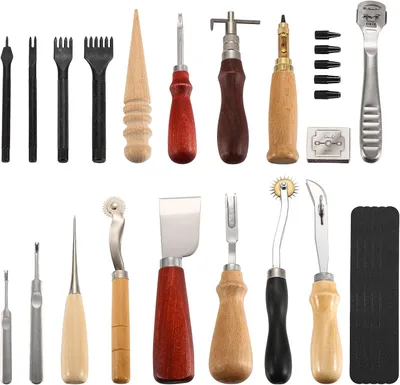 Obrázok produktu pre Sada náradia na kožu 18 dielov, spracovanie kože, pre DIY ručné šitie