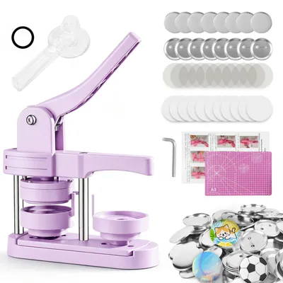 Buttonmaschine 58 mm, Pinmaker-Set, 100 Teile, lila