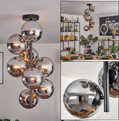 Produktbild von Fossobiubo Deckenlampe aus Metall/Glas in Schwarz/Chromfarben
