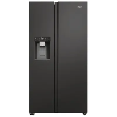 Zdjęcie produktu dla Chłodziarko-zamrażarka Side by Side 601L Czarna Stal Nierdzewna Haier HSW79F18DIPT