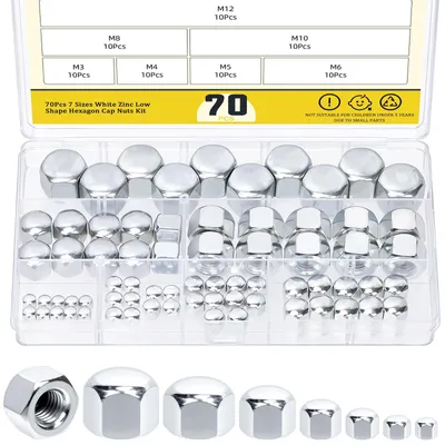 Obrázek produktu pro Sada 70 šestihranných matic vyrobených z uhlíkové oceli
