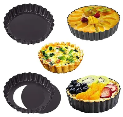 Obrázek produktu pro Dortová forma s odnímatelným dnem - Forma na quiche - 4 ks - Antiadhezní povrch - Uhlíková ocel