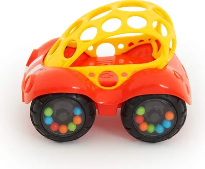 Produktbild von Bright Starts, Oball, Spielzeugauto mit Rassel, Motorikspielzeug für Babys und Kleinkinder ab 3 monaten, 1 Stück, Zufälliger Farbe blau oder rot