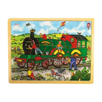 Obrázok produktu pre Bigjigs Toys Drevené vláčikové puzzle 24 dielikov