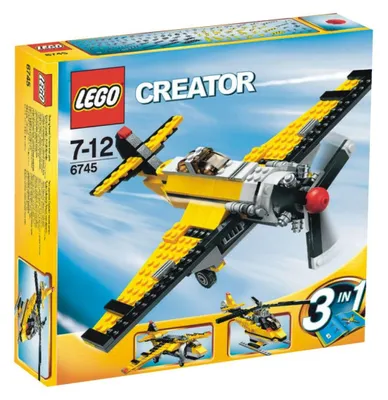 Obrázek produktu pro LEGO 6745 Žlutá letadla LEGO Téma: LEGO Creator, Počet návodů: 2, Vydáno: 2009, Rozměry balení (dxšxv): 28 x 26 x 6,3 cm, Číslo výrobku: 6745-1, EAN: 5702014532960, UPC: 673419111515, Hmotnost: 0,4888 KG, Počet dílků: 247, Věk: 7+