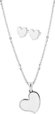 Produktbild von Akzent Schmuckset "Jorvina" mit Kette und Ohrsteckern, Edelstahl und Perlmutt